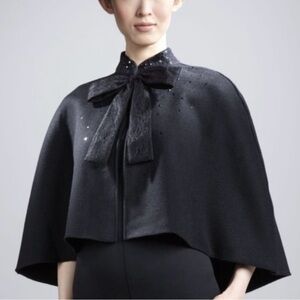 Prabal Gurung Black Wool Cape Poncho